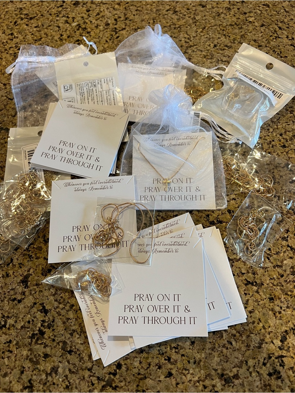 Gold Inspirational 'Pray On It' Pendant Necklace - Women Jewelry NEW lot of 13